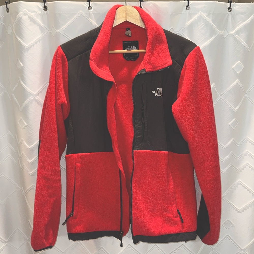 Pink/gray north face jacket women’s